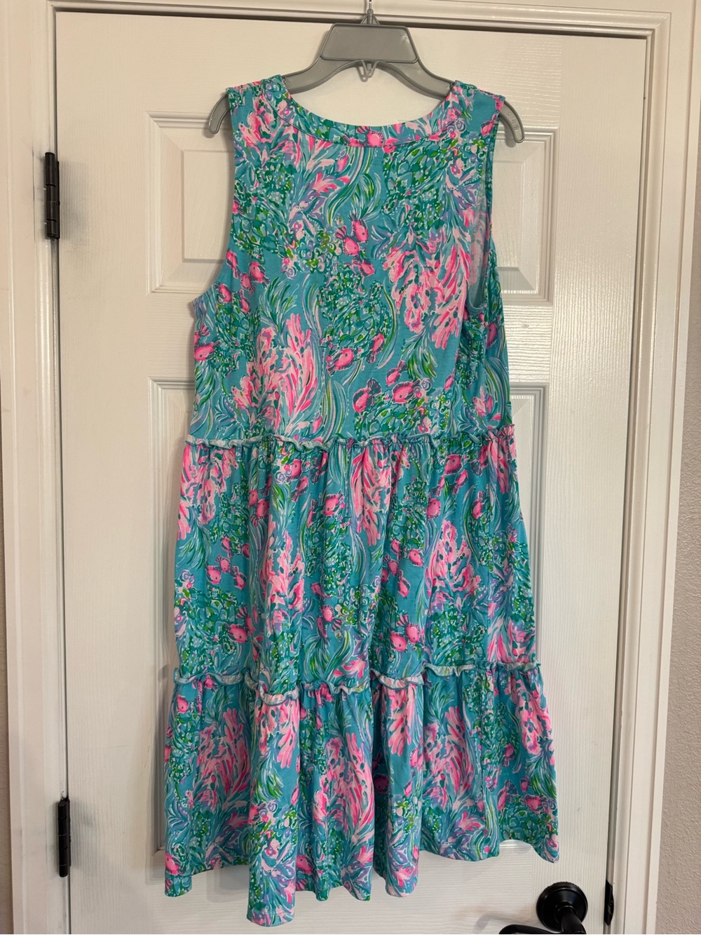 Lilly Pulitzer Amalfi Swing Dress Blue/green and Pink Medium - Picture 3 of 9
